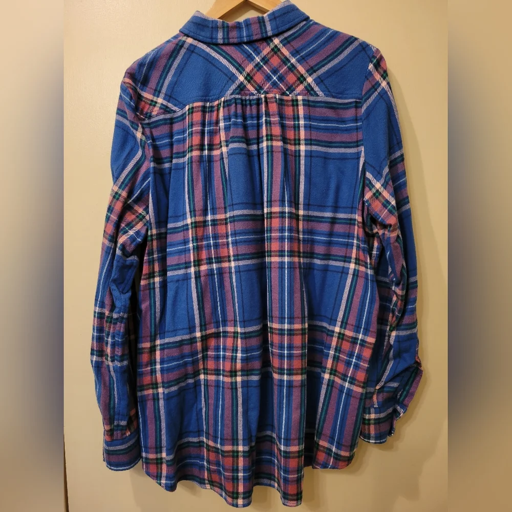 NWOT Lands End Boyfriend Fit Flannel Shirt - XL Tall - Picture 3 of 4